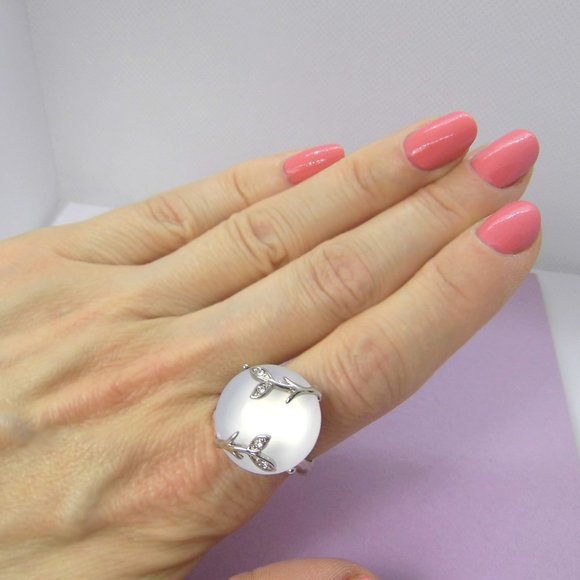 Opalite LEAF Wrap Ring size 8 - Picture 3 of 4